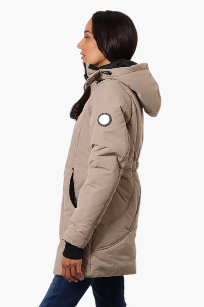 Oppenheimer Hooded Cinched Waist Parka Jacket - Beige - Womens Parka Jackets - Fairweather