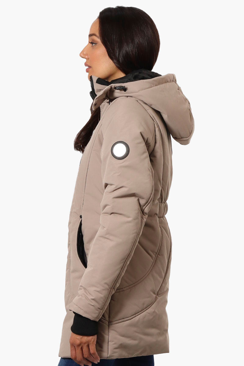 Oppenheimer Hooded Cinched Waist Parka Jacket - Beige - Womens Parka Jackets - Fairweather