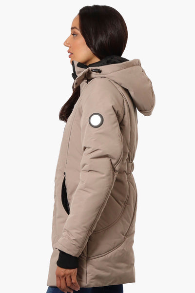 Oppenheimer Hooded Cinched Waist Parka Jacket - Beige - Womens Parka Jackets - Fairweather