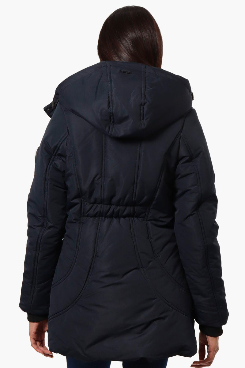 Oppenheimer Hooded Cinched Waist Parka Jacket - Navy - Womens Parka Jackets - Fairweather