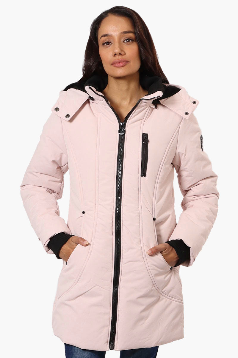 Oppenheimer Hooded Cinched Waist Parka Jacket - Pink - Womens Parka Jackets - Fairweather