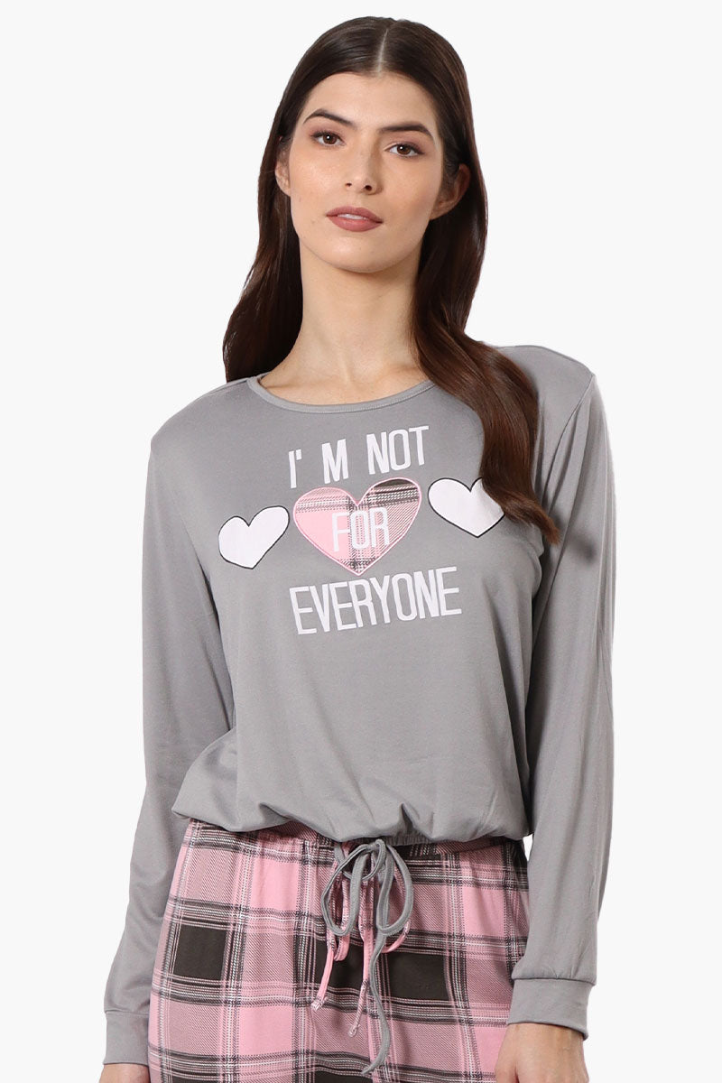 Cuddly Canuckies I'm Not For Everyone Print Pajama Top - Grey - Womens Pajamas - Fairweather