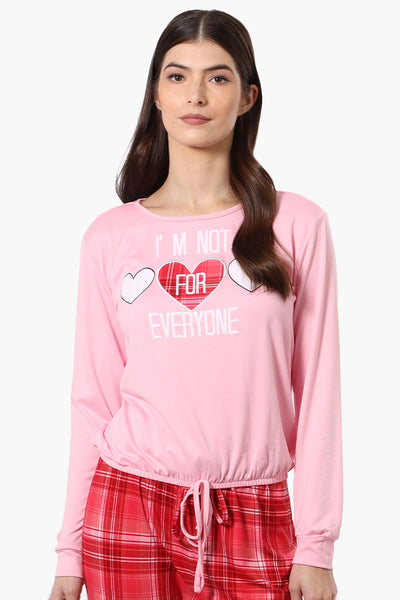 Cuddly Canuckies I'm Not For Everyone Print Pajama Top - Pink - Womens Pajamas - Fairweather