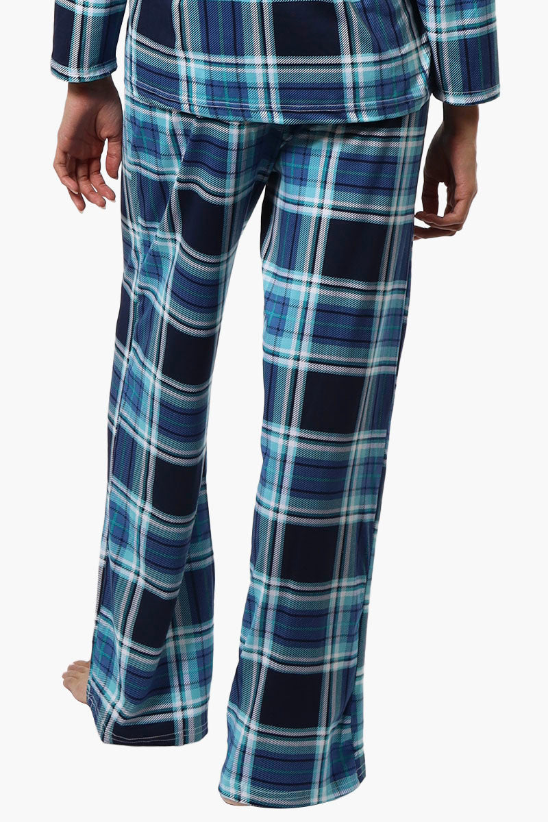 Canada Weather Gear Plaid Wide Leg Pajama Pants - Blue - Womens Pajamas - Fairweather