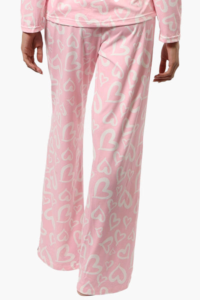 Canada Weather Gear Heart Pattern Wide Leg Pajama Pants - Pink - Womens Pajamas - Fairweather