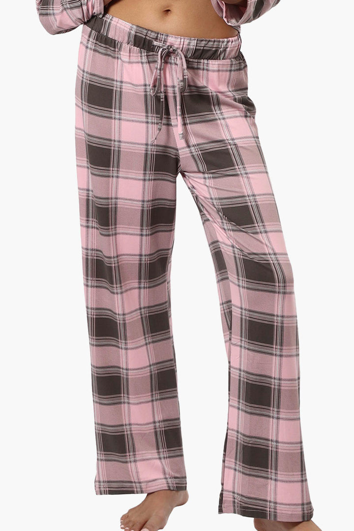 Women s Canada Weather Gear Plaid Wide Leg Pajama Pants Pink