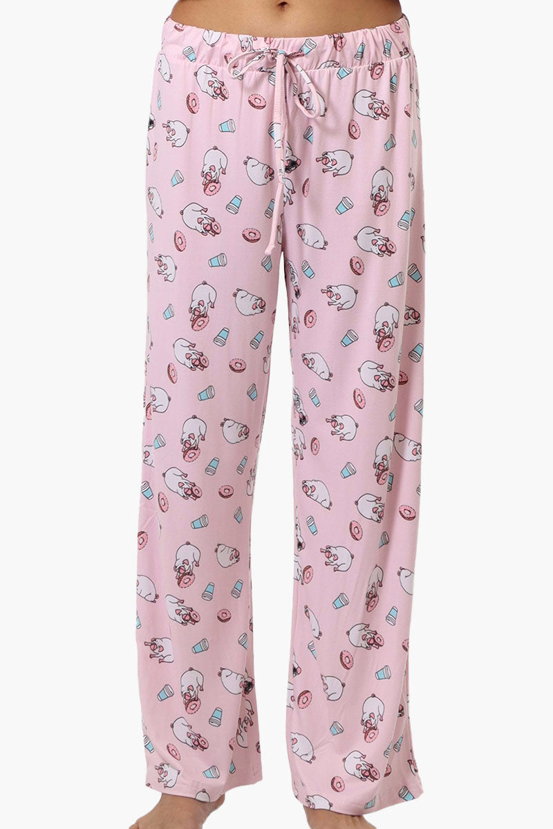 Canada Weather Gear Pug Pattern Wide Leg Pajama Pants - Pink - Womens Pajamas - Fairweather