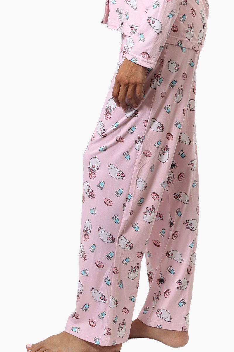 Canada Weather Gear Pug Pattern Wide Leg Pajama Pants - Pink - Womens Pajamas - Fairweather