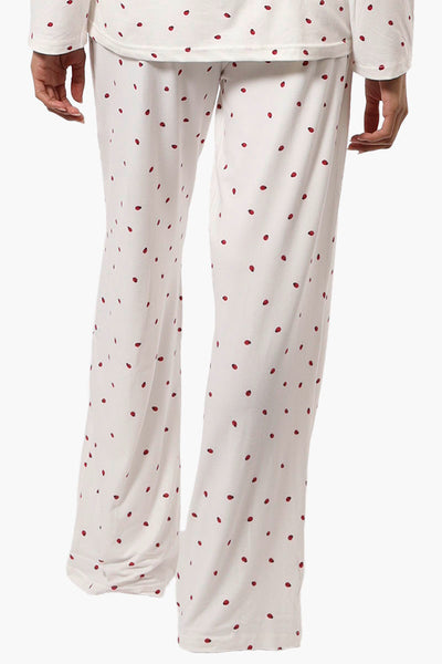 Canada Weather Gear Ladybug Pattern Wide Leg Pajama Pants - White - Womens Pajamas - Fairweather