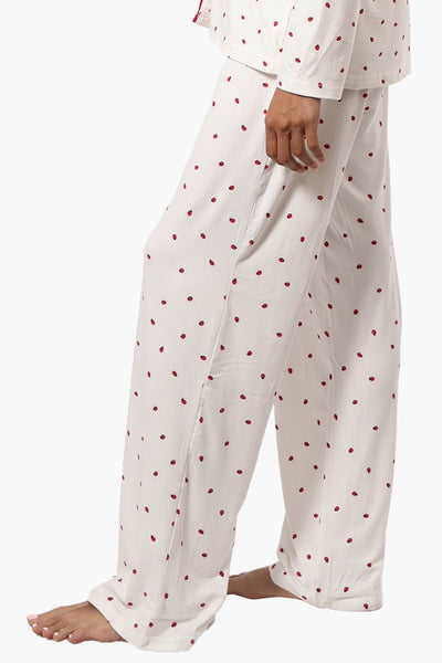 Canada Weather Gear Ladybug Pattern Wide Leg Pajama Pants - White - Womens Pajamas - Fairweather