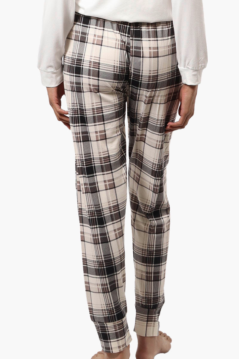 Canada Weather Gear Plaid Tie Waist Jogger Pajama Pants - Beige - Womens Pajamas - Fairweather