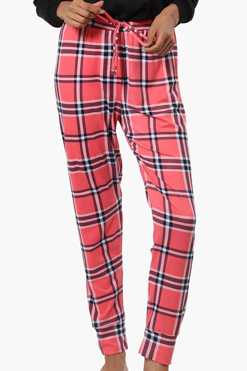 Canada Weather Gear Plaid Tie Waist Jogger Pajama Pants - Pink - Womens Pajamas - Fairweather