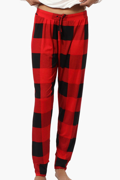 Canada Weather Gear Plaid Tie Waist Jogger Pajama Pants - Red - Womens Pajamas - Fairweather