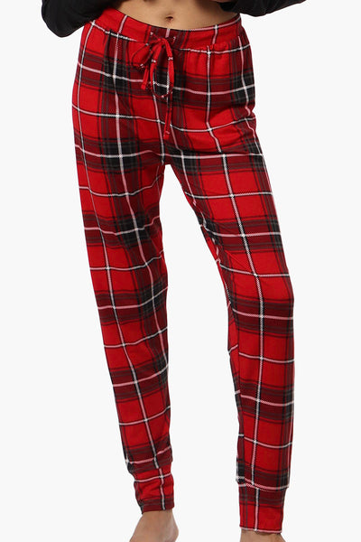 Canada Weather Gear Plaid Tie Waist Jogger Pajama Pants - Red - Womens Pajamas - Fairweather