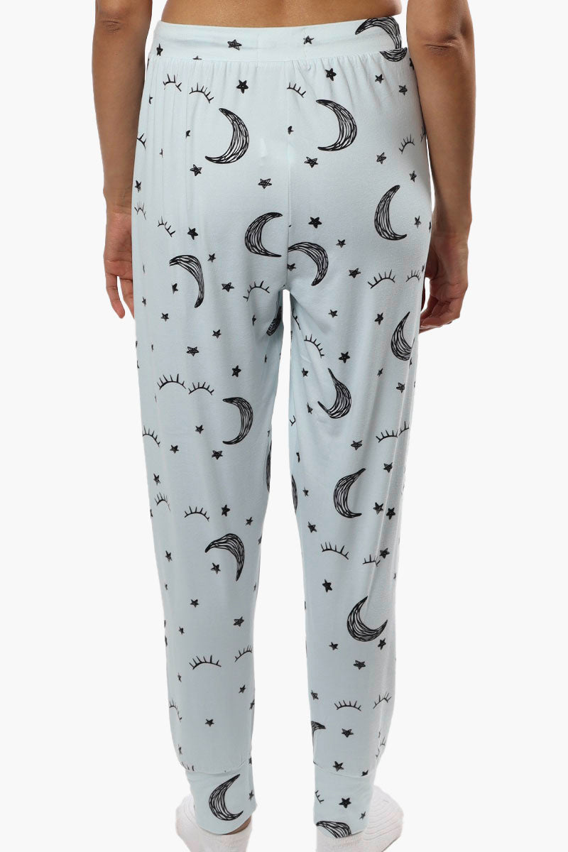 Cuddly Canuckies Moon Print Pajama Pants - Blue - Womens Pajamas - Fairweather