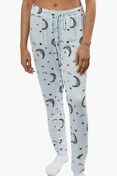 Cuddly Canuckies Moon Print Pajama Pants - Blue - Womens Pajamas - Fairweather