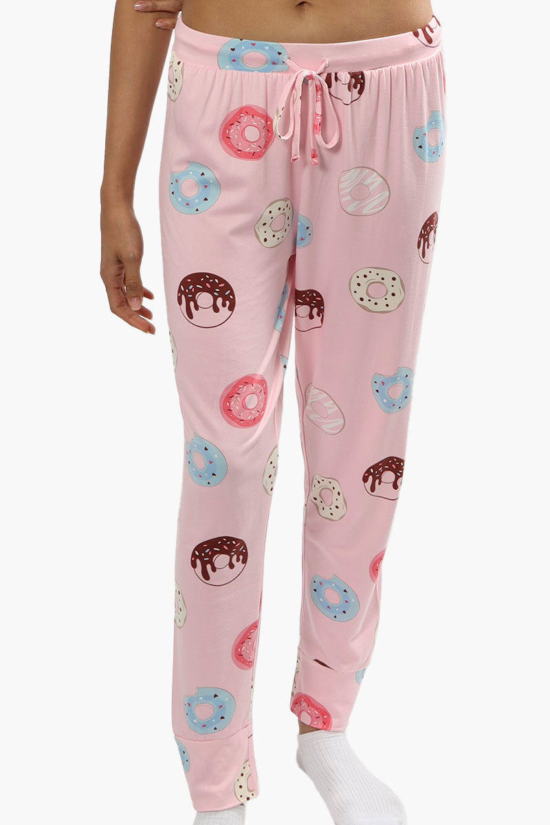 Cuddly Canuckies Donut Print Pajama Pants - Pink - Womens Pajamas - Fairweather