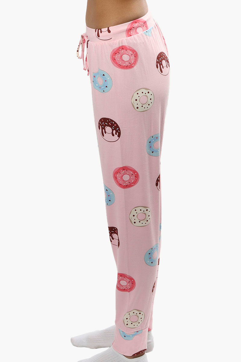 Cuddly Canuckies Donut Print Pajama Pants - Pink - Womens Pajamas - Fairweather