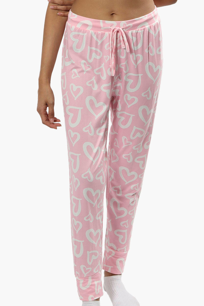 Cuddly Canuckies Heart Print Pajama Pants - Pink - Womens Pajamas - Fairweather