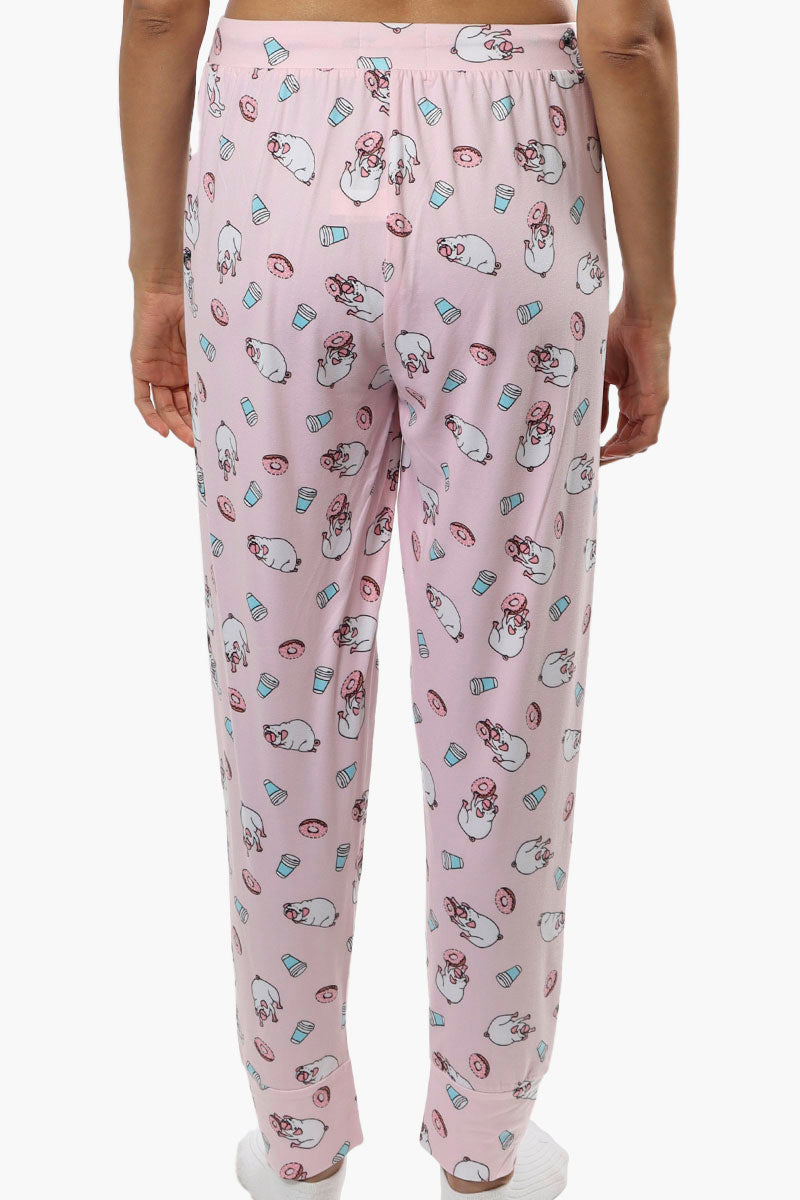 Cuddly Canuckies Pug Print Pajama Pants - Pink - Womens Pajamas - Fairweather