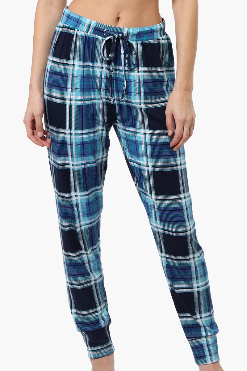 Cuddly Canuckies Plaid Jogger Pajama Pants - Blue - Womens Pajamas - Fairweather