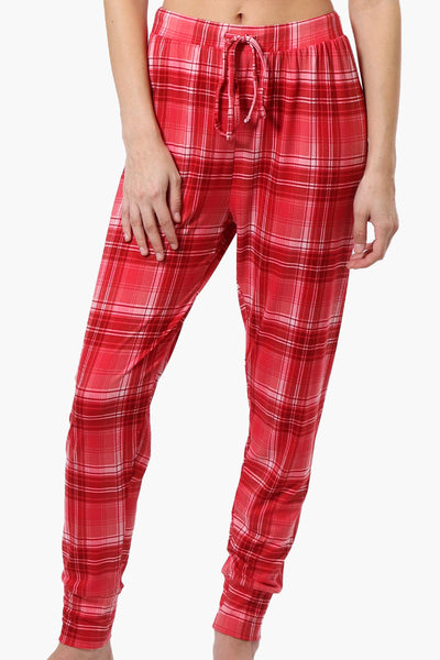 Cuddly Canuckies Plaid Jogger Pajama Pants - Red - Womens Pajamas - Fairweather