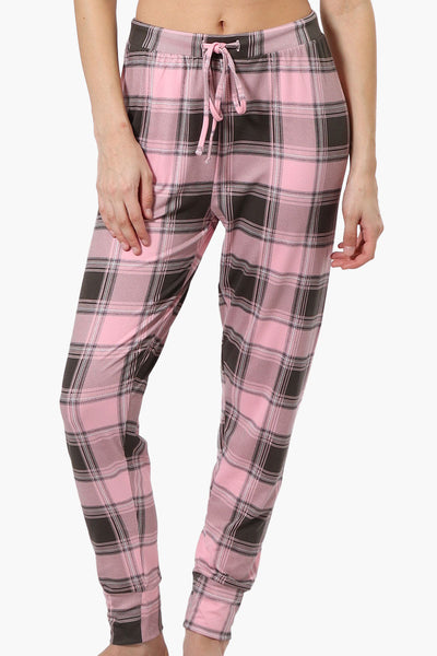 Cuddly Canuckies Plaid Jogger Pajama Pants - Pink - Womens Pajamas - Fairweather