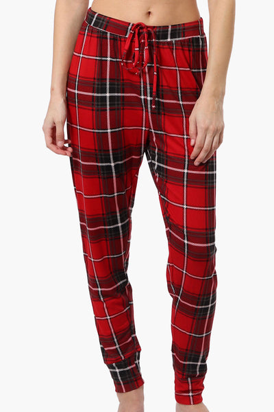 Cuddly Canuckies Plaid Jogger Pajama Pants - Red - Womens Pajamas - Fairweather