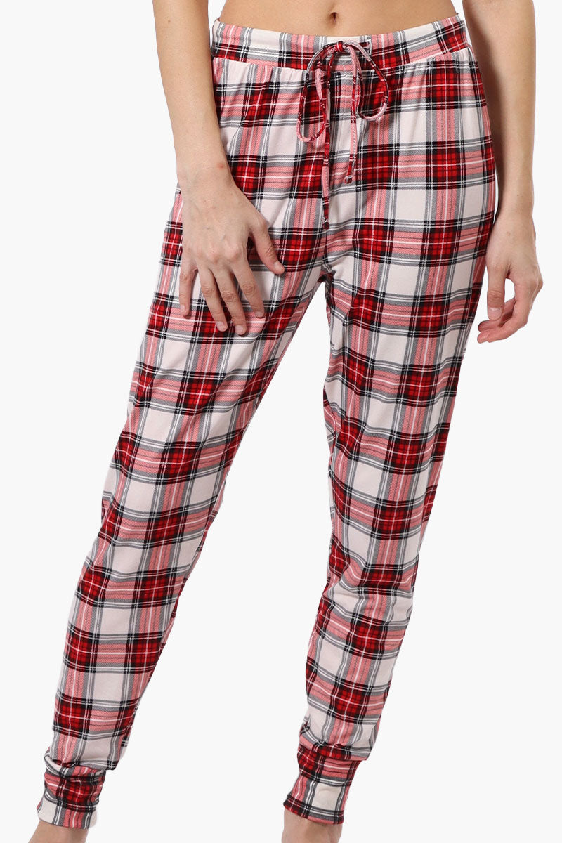 Cuddly Canuckies Plaid Jogger Pajama Pants - Red - Womens Pajamas - Fairweather