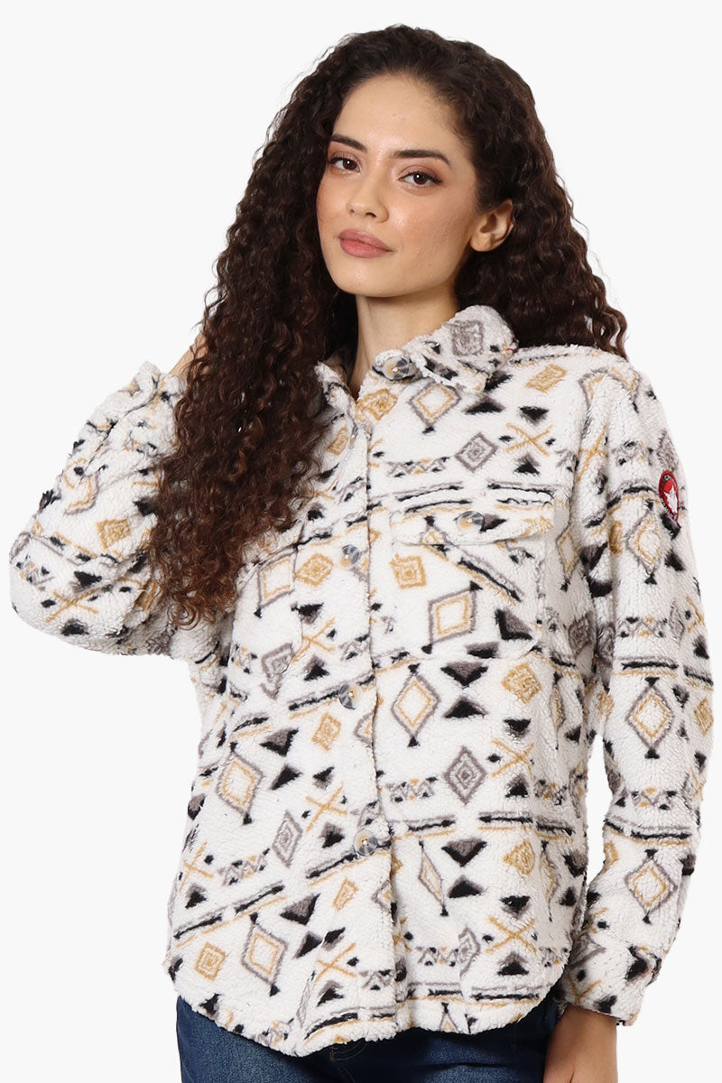 Canada Weather Gear Patterned Sherpa Lightweight Jacket - White - Womens Lightweight Jackets - Fairweather