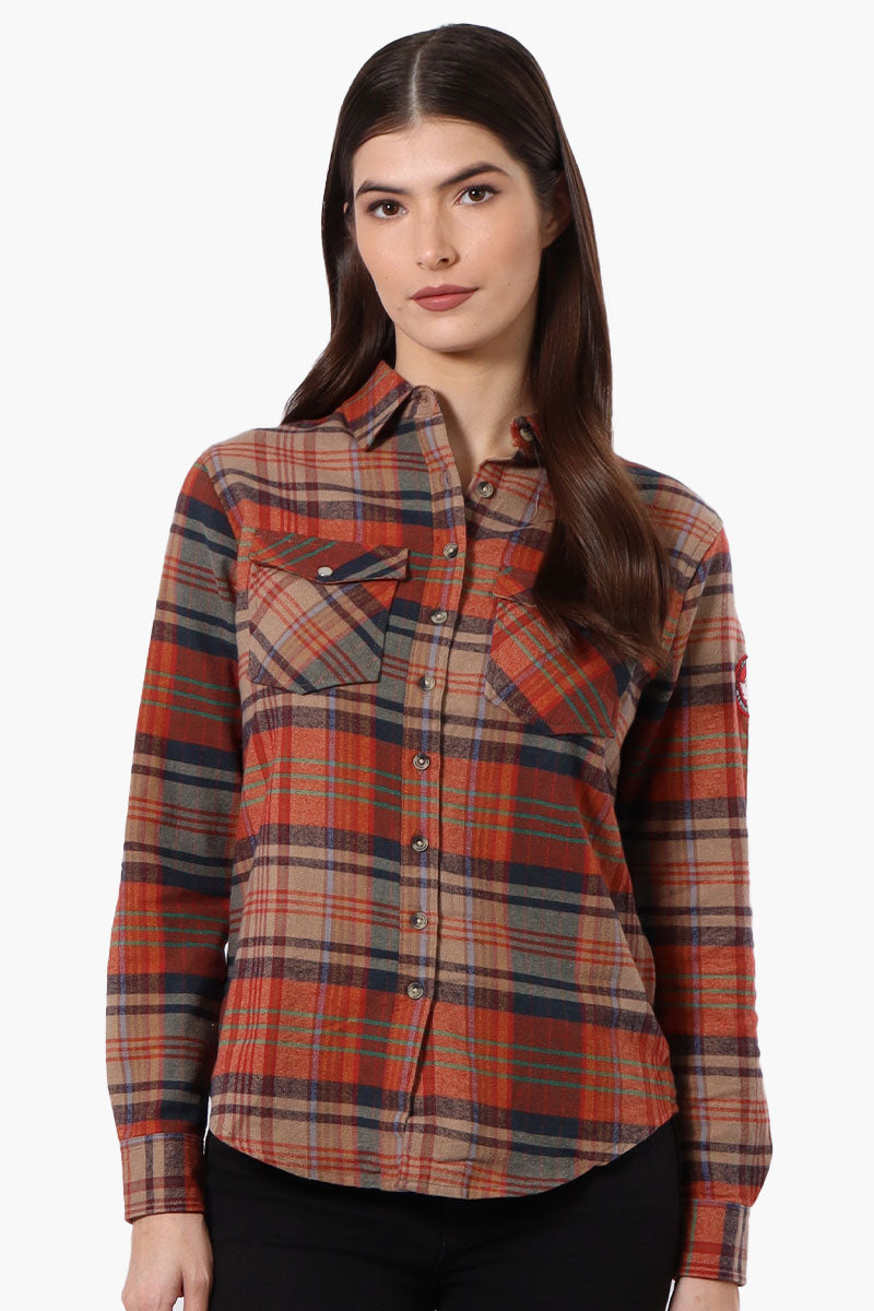 Canada Weather Gear Plaid Button Up Shirt - Rust - Womens Shirts & Blouses - Fairweather