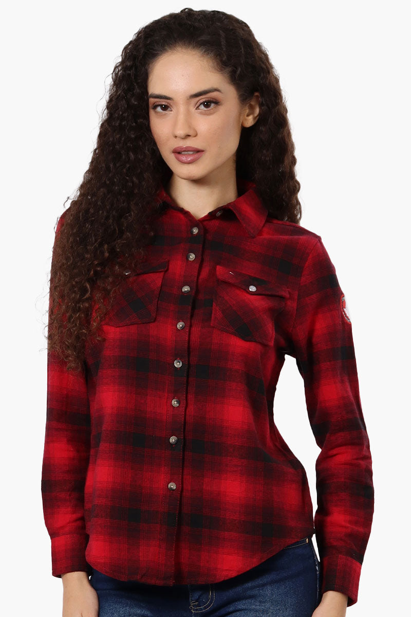 Canada Weather Gear Plaid Button Up Shirt - Red - Womens Shirts & Blouses - Fairweather