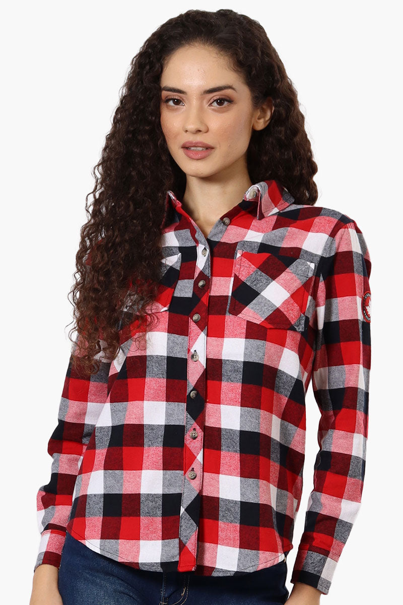 Canada Weather Gear Flannel Button Up Shirt - Red - Womens Shirts & Blouses - Fairweather