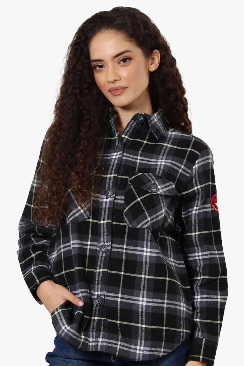 Canada Weather Gear Sherpa Lined Flannel Lightweight Jacket - Black - Womens Lightweight Jackets - Fairweather