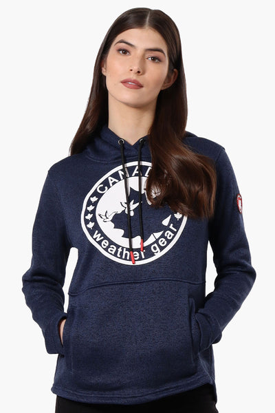 Canada Weather Gear Chest Logo Fleece Hoodie - Navy - Womens Hoodies & Sweatshirts - Fairweather