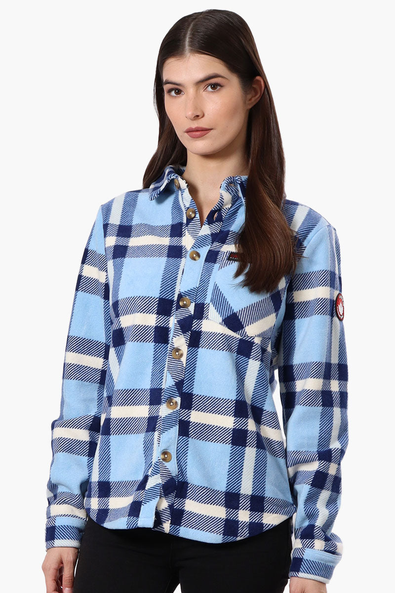 Canada Weather Gear Fleece Plaid Button Up Shirt - Blue - Womens Shirts & Blouses - Fairweather