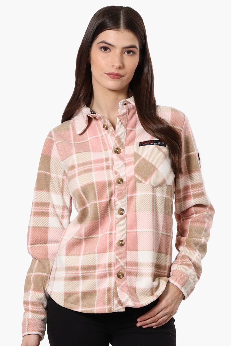 Canada Weather Gear Fleece Plaid Button Up Shirt - Pink - Womens Shirts & Blouses - Fairweather