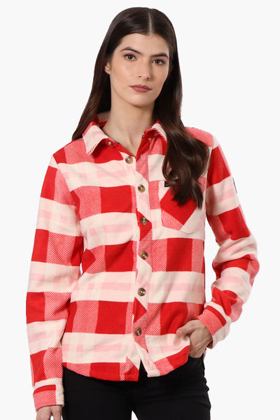 Canada Weather Gear Fleece Plaid Button Up Shirt - Red - Womens Shirts & Blouses - Fairweather