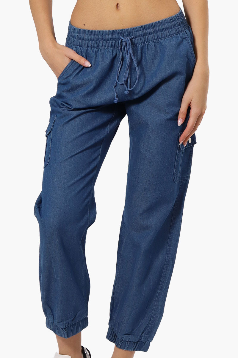 Helium Denim Cargo Jogger Pants - Blue - Womens Pants - Fairweather