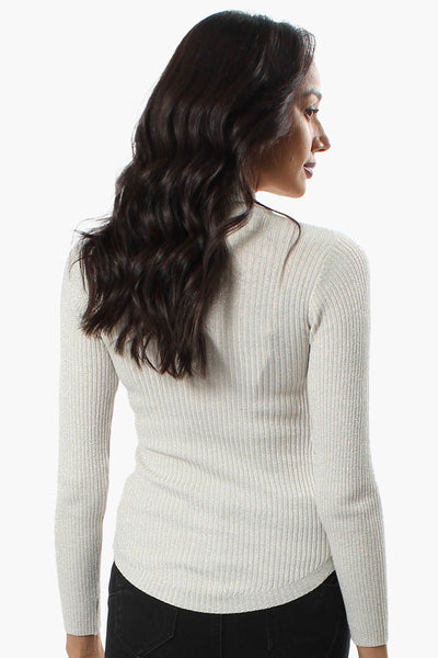 Limite Ribbed Mock Neck Pullover Sweater - White - Womens Pullover Sweaters - Fairweather