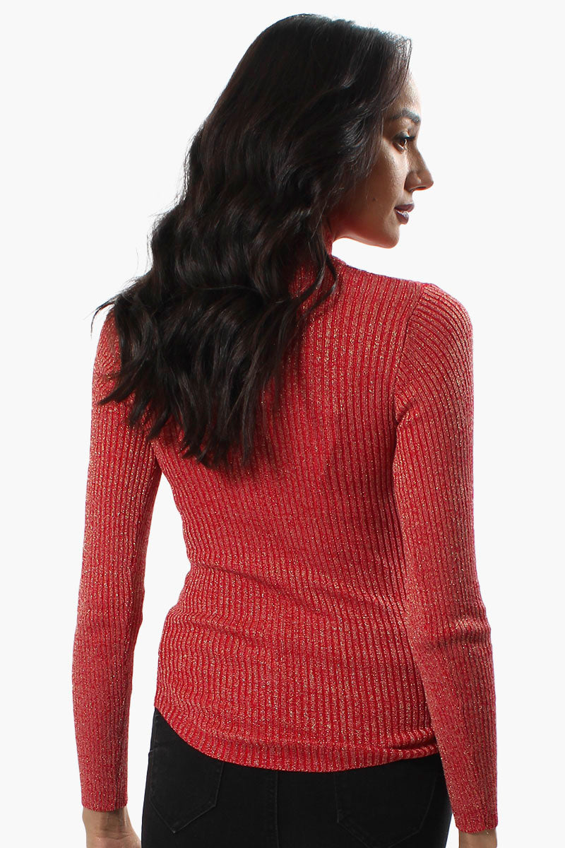 Limite Ribbed Mock Neck Pullover Sweater - Red - Womens Pullover Sweaters - Fairweather