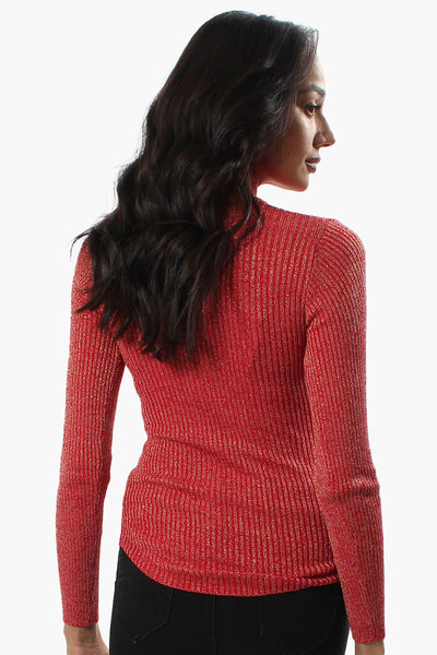 Limite Ribbed Mock Neck Pullover Sweater - Red - Womens Pullover Sweaters - Fairweather