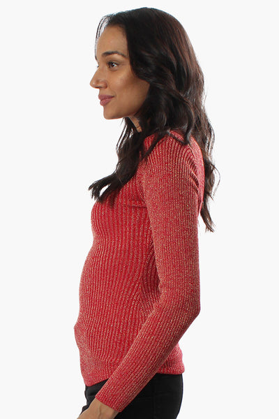 Limite Ribbed Mock Neck Pullover Sweater - Red - Womens Pullover Sweaters - Fairweather