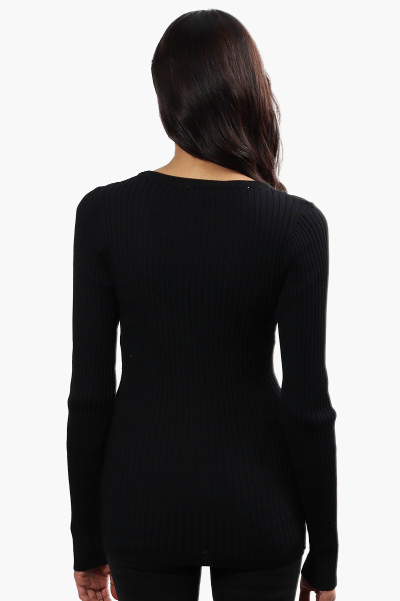 Limite Ribbed Crewneck Pullover Sweater - Black - Womens Pullover Sweaters - Fairweather