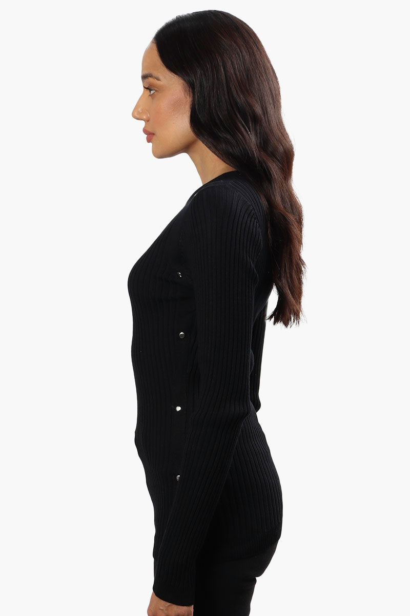 Limite Ribbed Crewneck Pullover Sweater - Black - Womens Pullover Sweaters - Fairweather