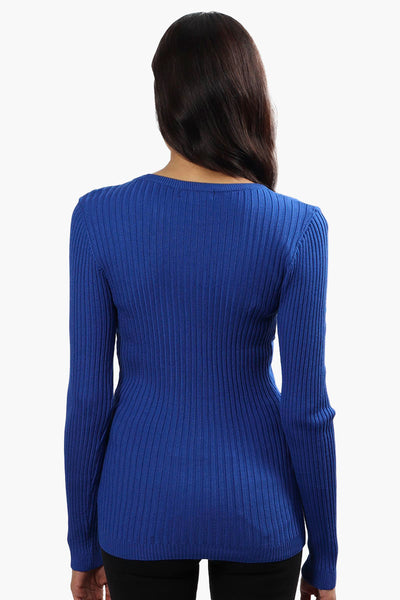 Limite Ribbed Crewneck Pullover Sweater - Blue - Womens Pullover Sweaters - Fairweather