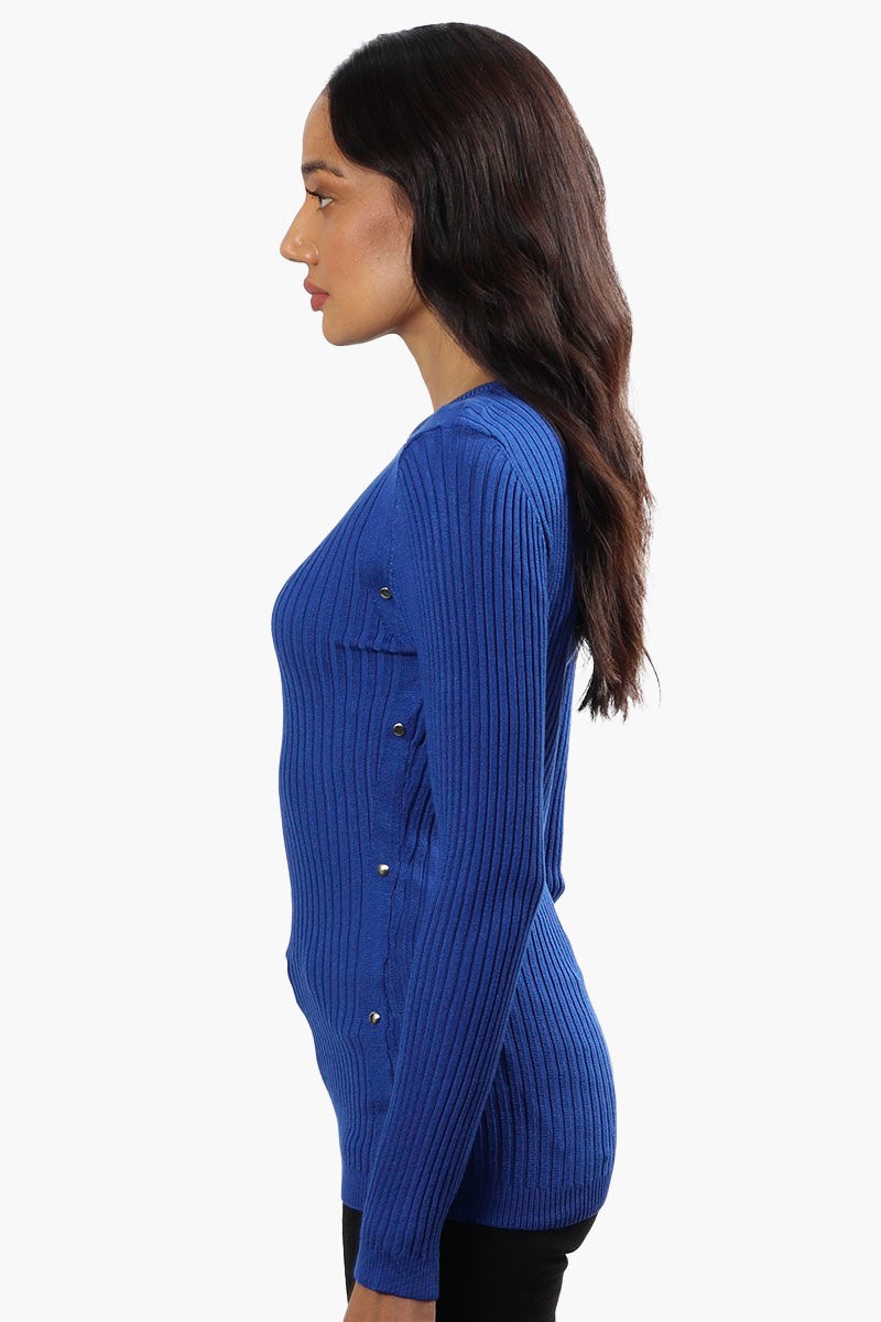 Limite Ribbed Crewneck Pullover Sweater - Blue - Womens Pullover Sweaters - Fairweather