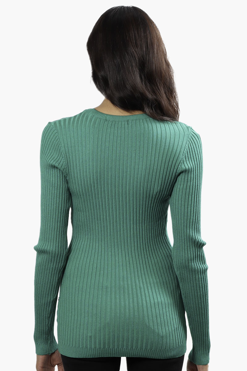 Limite Ribbed Crewneck Pullover Sweater - Green - Womens Pullover Sweaters - Fairweather