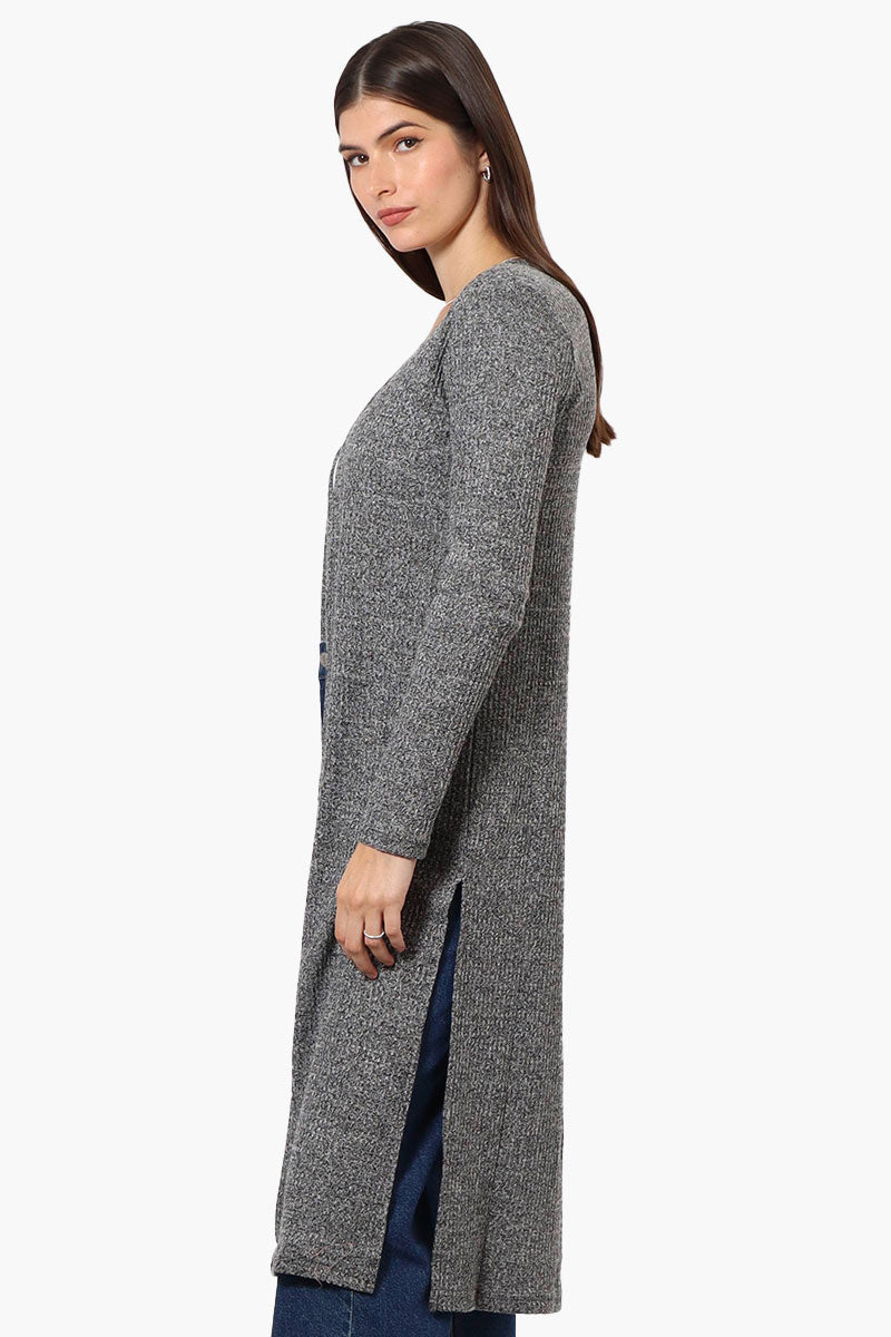 International INC Company Long Sleeve Side Slit Wrap Cardigan - Grey - Womens Cardigans - Fairweather