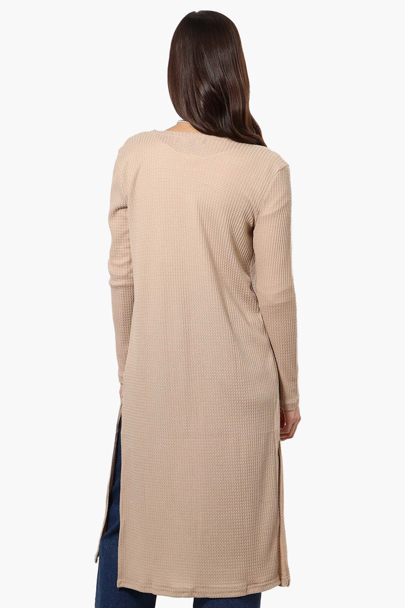 International INC Company Long Sleeve Side Slit Wrap Cardigan - Beige - Womens Cardigans - Fairweather